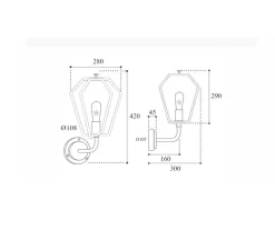 Applique*Moretti Luce Applique murale, Gemstone 3485, , L28cm, H42cm - Laiton vieilli