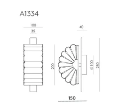 Applique*Aromas del Campo Applique murale, Gina, A1334, , L10cm, H28cm - noir mat