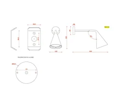 Applique*Tooy Applique murale, Gordon, 561.43, , IP40, L12cm, H22cm - noir mat, noir chromé