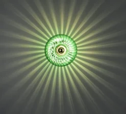 Applique murale, GRACE, vert émeraude avec collerette dorée, 2700K, 700lm, Ø28cm, H14cm - Elements Lighting