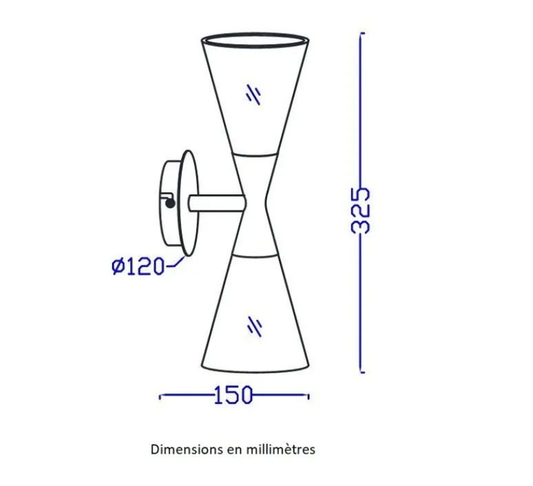 Applique*Herstal Applique murale, Harlekin Duo, , Ø10,5cm, H32cm - chrome