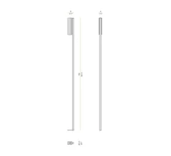 Applique murale, Hilow, laiton satiné, LED, dim, 2700K, 1696 lm, L4cm, H150cm - Panzeri
