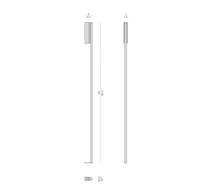 Applique murale, Hilow, laiton satiné, LED, dim, 2700K, 1696 lm, L4cm, H150cm - Panzeri