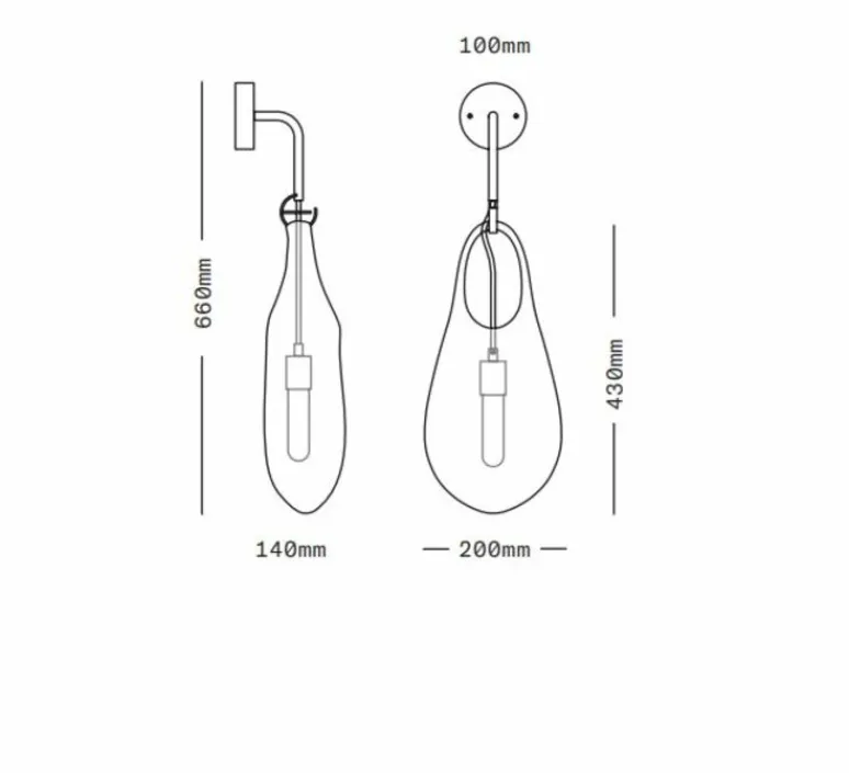 Applique*SkLO Studio Applique murale, Hold 18, , L20cm, H66cm - noir