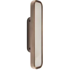 Applique*Entrelacs Applique murale, Hublot 500, veines blanches, IP44, LED, dim, 2700k, 700 lm, L10cm, H50cm - bronze patiné, albâtre