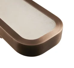 Applique*Entrelacs Applique murale, Hublot 500, veines blanches, IP44, LED, dim, 2700k, 700 lm, L10cm, H50cm - bronze patiné, albâtre