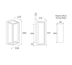 Applique murale, Ice Cubic rectangular, 3414, nickel, IP65, L13cm, H25,5cm - Moretti Luce