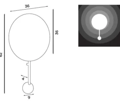 Applique*Northern Applique murale, Ink, , LED, 3000k, 900lm, Ø36cm, H62cm - noir
