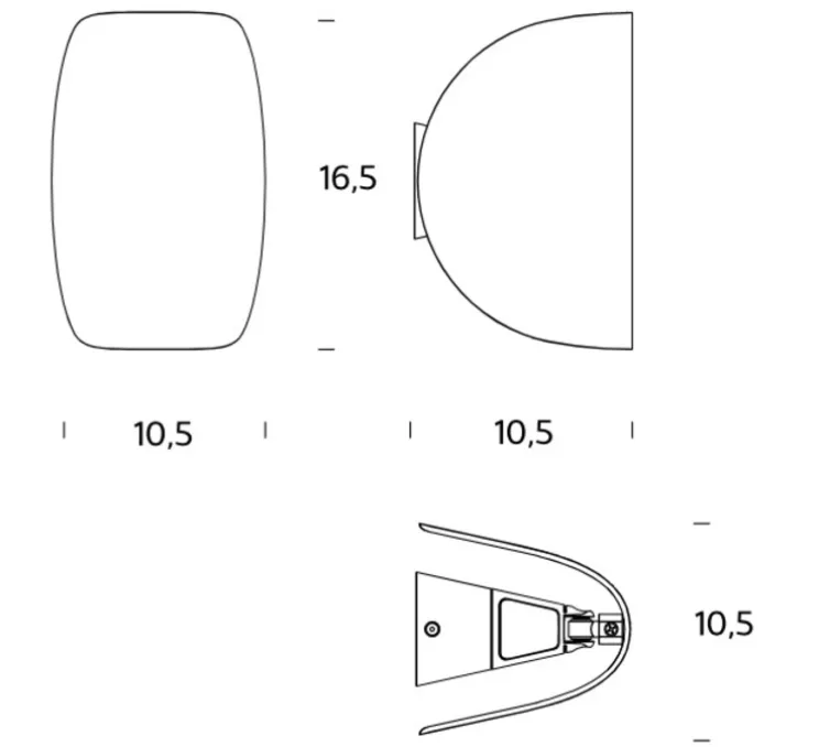 Applique murale, IO, gris foncé, IP40, LED, dim, 2700K, 700lm, L10,5cm, H16,5cm - Fontana Arte- Fontana Arte