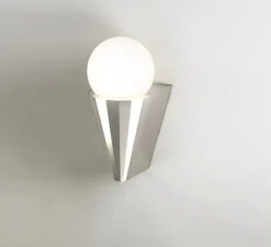 Applique murale, IP Cornet, nickel poli, IP44, L12,5cm, H21,2cm - Cvl