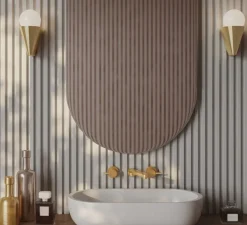 Applique murale, IP Cornet, laiton satiné, IP44, L12,5cm, H21,2cm - Cvl