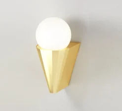 Applique murale, IP Cornet, laiton satiné, IP44, L12,5cm, H21,2cm - Cvl