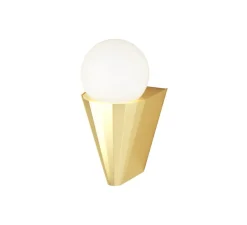 Applique murale, IP Cornet, laiton satiné, IP44, L12,5cm, H21,2cm - Cvl