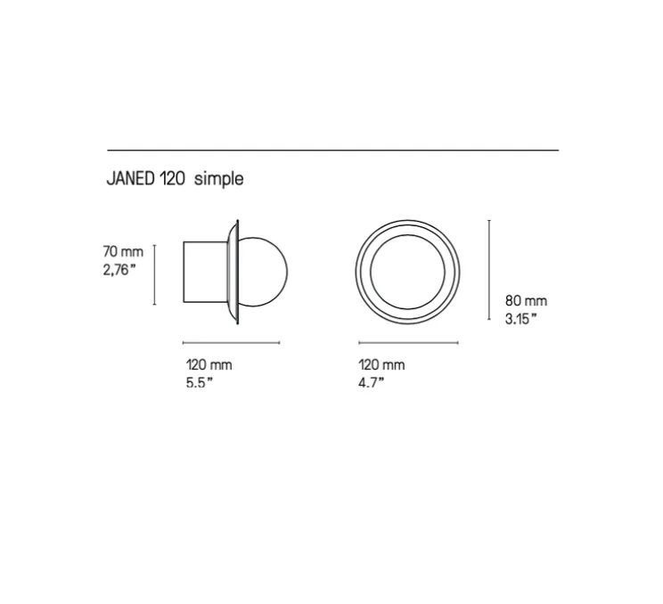 Applique murale, Janed 120 simple, nickel satiné, Ø12cm, H12cm - Cvl