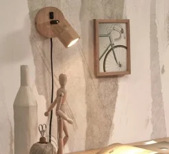 Applique murale, Java, beige, Ø12cm, H15cm - Good&Mojo