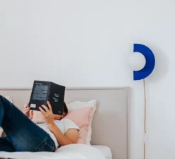 Applique murale, Joseph, câble court, bleu, L22cm, H30cm - Zuri