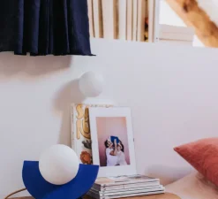 Applique murale, Joseph, câble court, bleu, L22cm, H30cm - Zuri