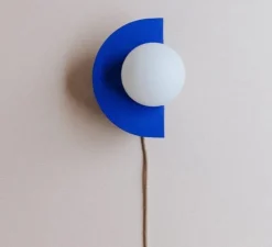 Applique murale, Joseph, câble court, bleu, L22cm, H30cm - Zuri