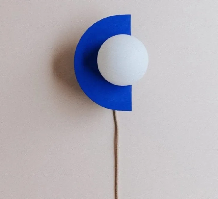 Applique murale, Joseph, câble court, bleu, L22cm, H30cm - Zuri