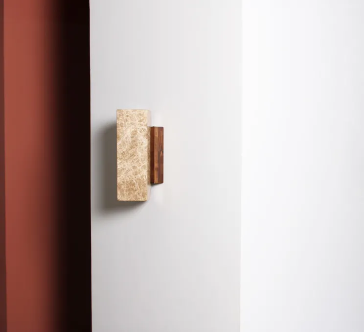 Applique murale, Kali Square, Marbre beige, L11,3cm, H25cm - BACCARIS