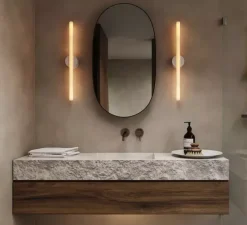 Applique murale, KILTER, blanc, IP44, LED, dim, 2700K, 375 lm, L17cm, H64cm - Tala