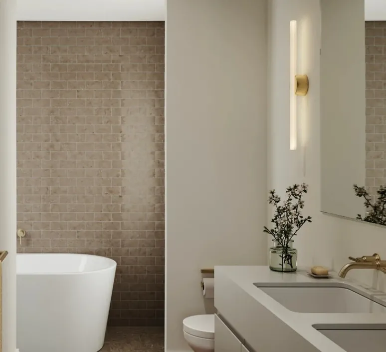 Applique*Tala Applique murale, KILTER, , IP44, LED, dim, 2700K, 375 lm, L17cm, H64cm - laiton