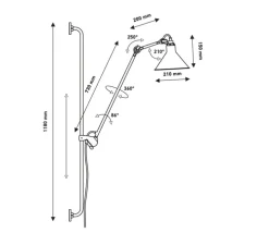 Applique murale, Lampe Gras 214, noir cuivre, H118cm - Dcw éditions