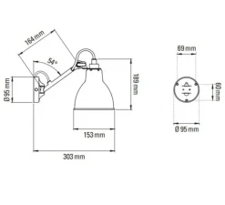 Applique murale, Lampe Gras N°104, Salle de bain CLI, blanc, IP44, L15,3cm, H18,9cm - DCW éditions Paris