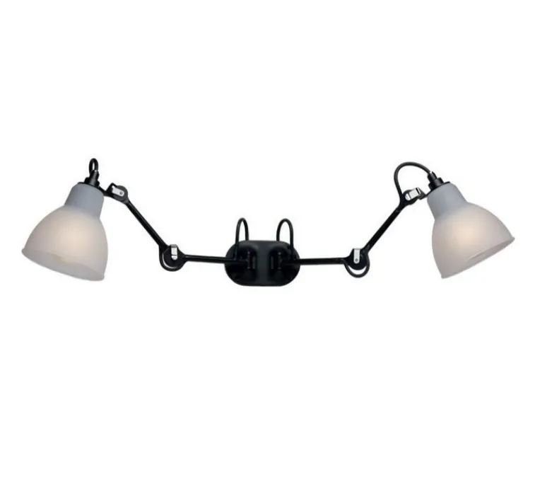 Applique*DCW éditions Paris Applique murale, Lampe Gras N°204 Double, Bathroom CLII, blanc & noir, IP44, L89,8cm, H18,9cm - blanc & noir