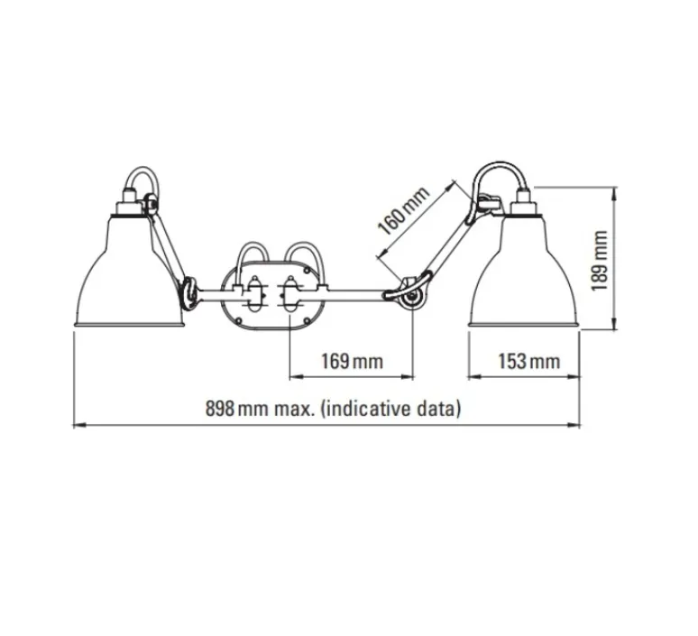Applique*DCW éditions Paris Applique murale, Lampe Gras N°204 Double, Bathroom CLII, blanc & noir, IP44, L89,8cm, H18,9cm - blanc & noir