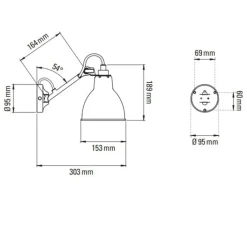 Applique*DCW éditions Paris Applique murale, Lampe Gras N°104, avec interrupteur, , L15,3cm, H18,9cm - noir