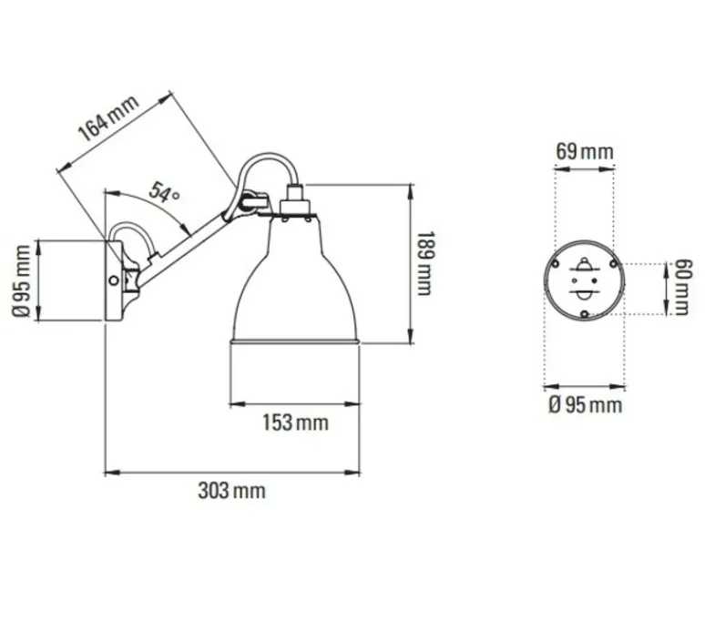 Applique*DCW éditions Paris Applique murale, Lampe Gras N°104, Salle de bain CLI, , IP44, L15,3cm, H18,9cm - noir