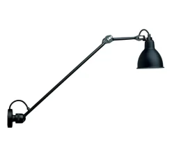 Applique murale, Lampe Gras 304 L60, corps noir, abat-jour rond noir (intérieur blanc), L60cm, H14cm - DCW éditions Paris