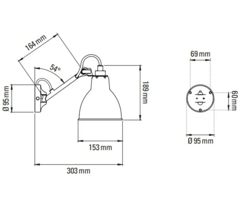 Applique*DCW éditions Paris Applique murale, Lampe Gras N°104, , L15,3cm, H18,9cm - laiton