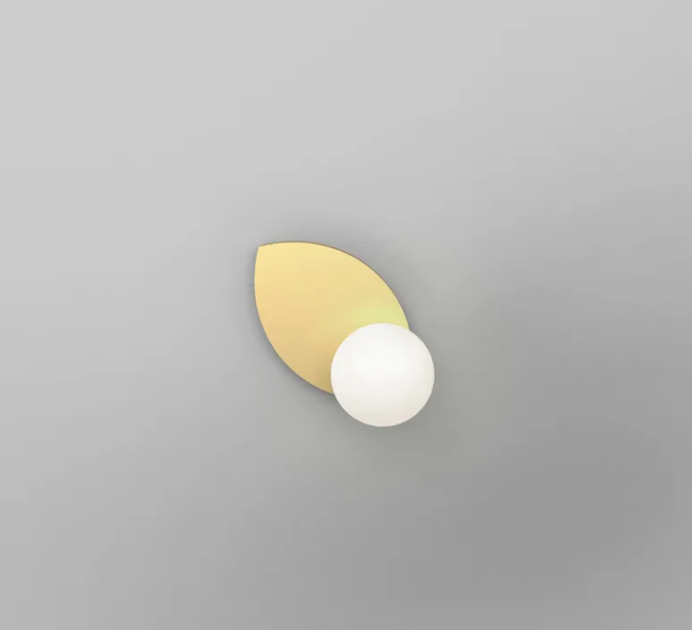 Applique*Atelier Areti Applique murale, Leaf, , L15,3cm, H15,3cm - laiton, verre opalin