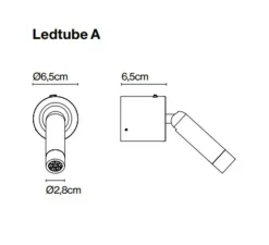 Applique*Marset Applique murale, Ledtube A, , LED, 2700K, 226 lm, L6,5cm, H6,5cm - bronze