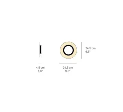 Applique murale, Lens Circular, bois naturel de cerisier, noir, LED, 3000K, 160lm, L24,5cm, H24,5cm - LZF