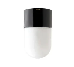 Applique*Zangra Applique murale, Light.005, avec Glass010, noir, verre opalin, H15cm Ø8,5cm - blanc