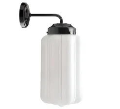 Applique*Zangra Applique murale, light.128, glass L.004, , opalin, IP21, Ø17cm, H43,5cm - noir