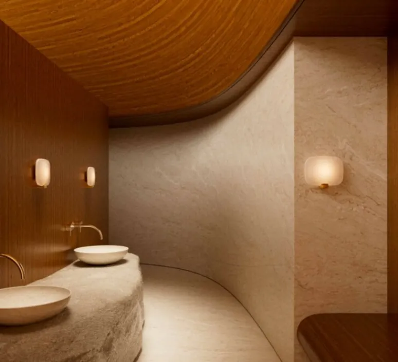 Applique*DCW éditions Paris Applique murale, Light Me Tender Horizontal, , IP44, LED, dim, 2700K, 1430 lm, L30cm, H25cm - verre, or