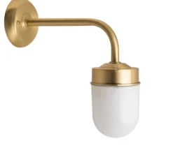 Applique*Zangra Applique murale, Light.O.101, avec Glass018, , IP43, L10cm, H27,5cm - laiton, verre opalin