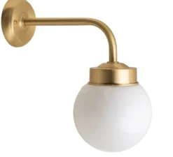 Applique*Zangra Applique murale, Light.o.101, avec Glass006, , IP43, L10cm, H29,5cm - laiton, verre opalin