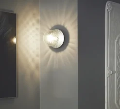 Applique murale, Liila 1 medium, argent, transparent, IP44, Ø16,5cm, H17cm - Nuura