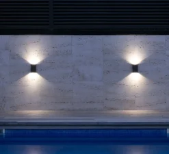 Applique murale, Ling, gris foncé, IP54, LED, 4000K, 315 lm, L9,2cm, H15,7cm - Faro