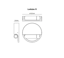 Applique*Marset Applique murale, liseuse, Ledtube R droite, , avec grille, LED, 2700k, 115,5lm, H13,2cm - aluminium