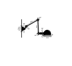 Applique*Jieldé Applique murale, Loft 2 bras, D4401, , Ø15cm, L80cm - bleu clair, brillant