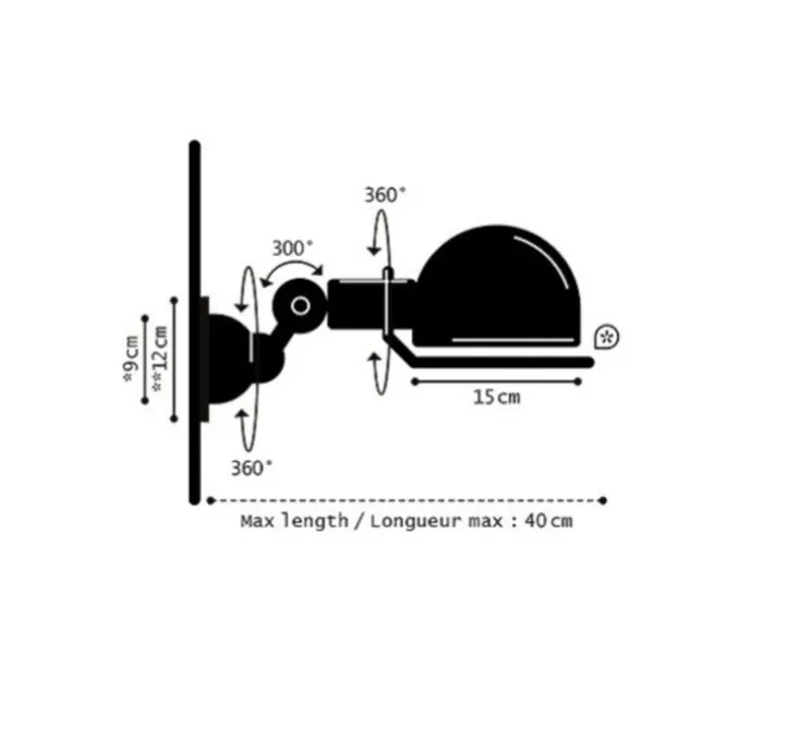 Applique murale, Loft D1000, blanc, Ø15cm, P40cm - Jieldé