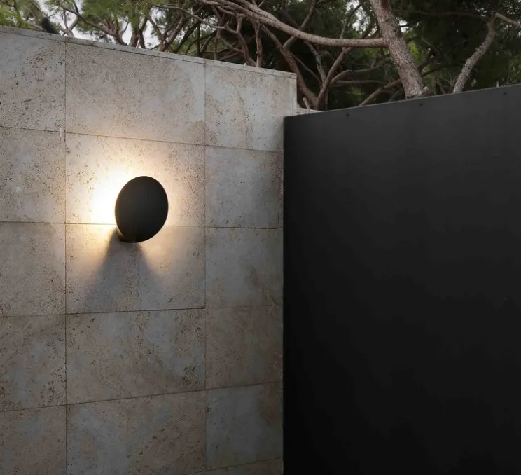 Applique murale, Lotus, gris anthracite, LED, IP65, 3000k, 1120lm, Ø22,5cm, H11cm - Faro