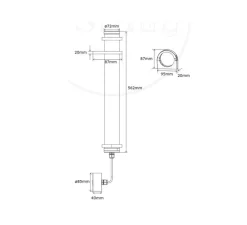 Applique*Elements lighting Applique murale, Lukas, e, IP65, Ø7,2cm, H56,2cm - grille noir
