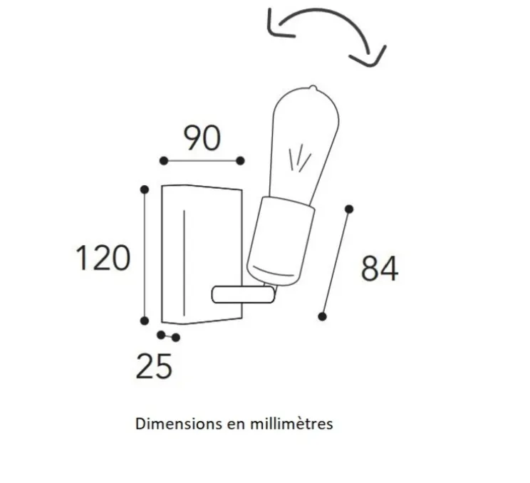 Applique murale, Lumen 3094, laiton vieilli, L9cm, H12cm - Moretti Luce